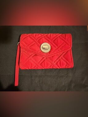 Red Quilted Wristlet Wallet with Turnlock